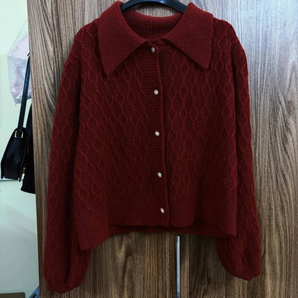 Red Knit Cardigan